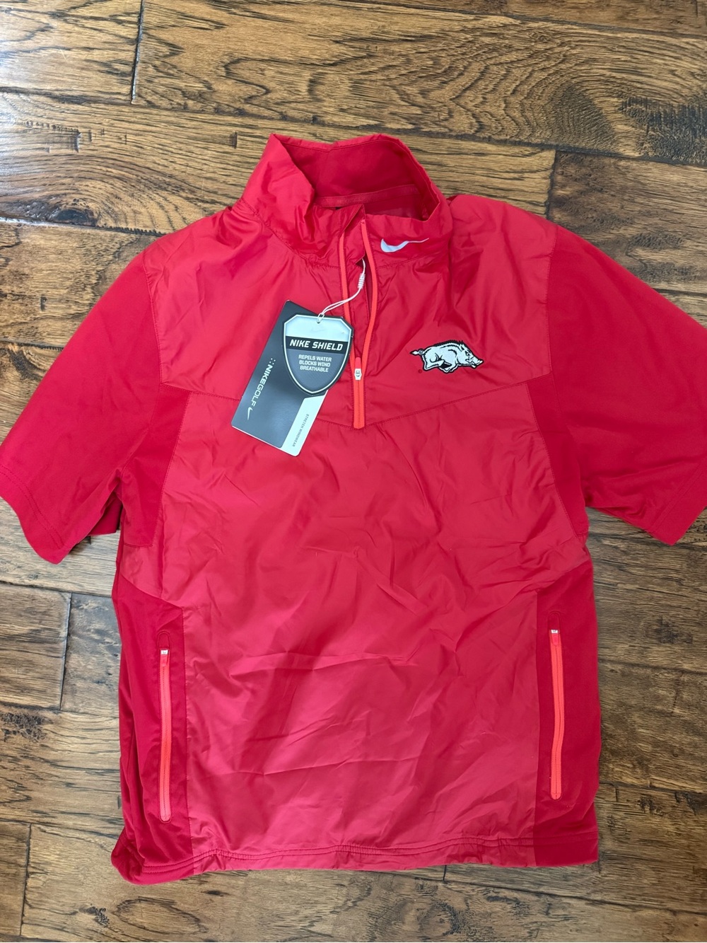 Nike Red Arkansas Razorbacks Pullover Rain Jacket - Picture 2 of 3